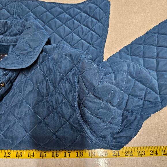 Van Heusen Womens Snap Up Quilted Jacket Sz M Teal Blue Normcore Casual - Picture 6 of 7
